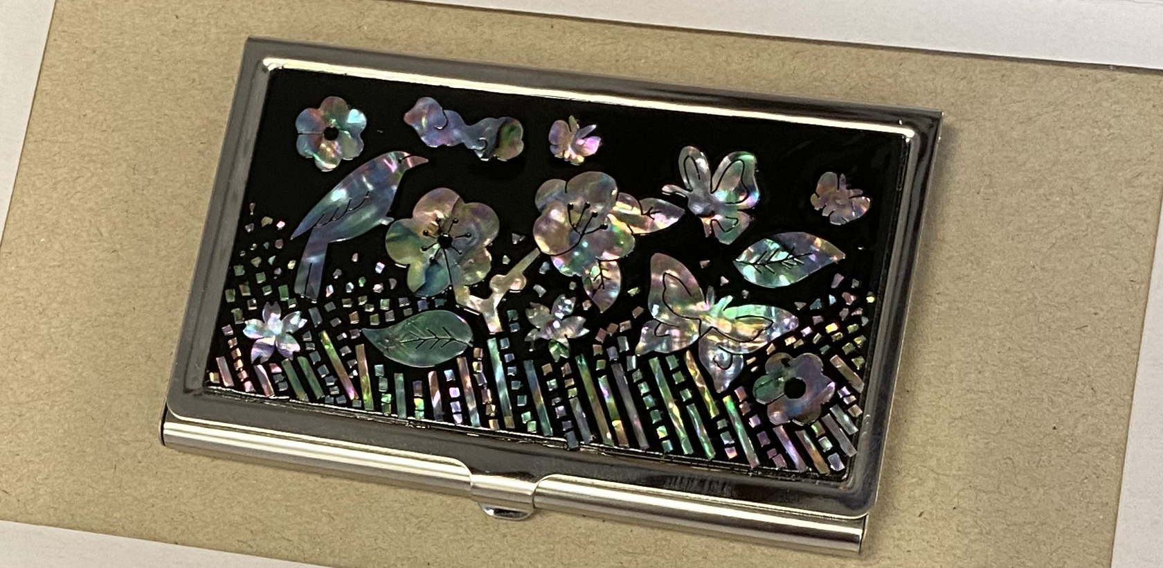 Business card case — actual mother-of-pearl piece